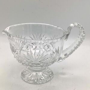 Elegant Cut Crystal Glass Pitcher/ Sauce or Gravy Boat
